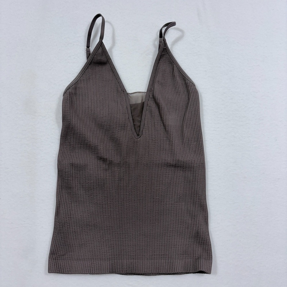 Intimately Free People‎ Come Around Cami Tank Top Warm Gray Sz XS/S layer mesh